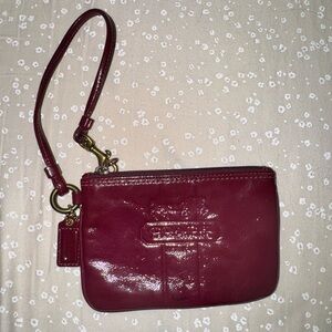 Coach Red Leather Clutch with Gold Hardware